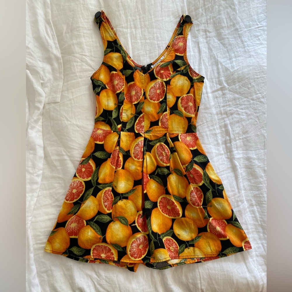 Bea & Dot ModCloth Grapefruit Novelty Print Playsuit/Romper, Size S